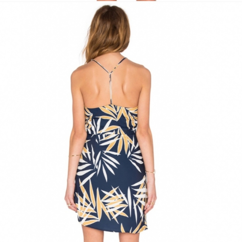 Finders Keepers Navy Tropical Leaf Mini Dress - Picture 3 of 9